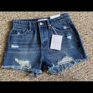 High waisted distressed KanCan USA denim shorts